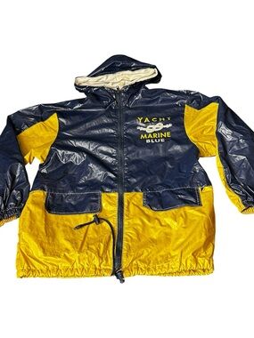 Vintage Tradition Yacht Marine Blue Hooded Rain Jacket Sz 12 Canada Great Condtn